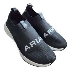 ARIAT Women's Ignite Slip-On Knit Logo Detail Sneakers Size 8 Black White